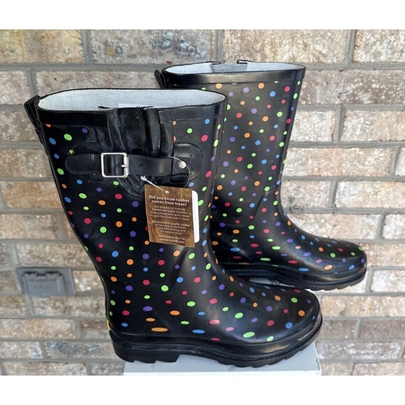 Women's Western Chief Dot City Rain Boots Waterproof  Pull-on Size 8 - Picture 1 of 10